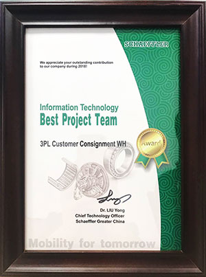 Der Best Project Team Award von Schaeffler für das 3PL-Projekt