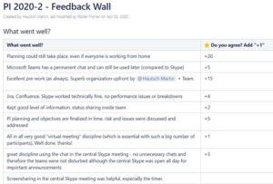 We received lots of positive feedback on our virtual feedback wall - as well as great ideas on how to further improve next time