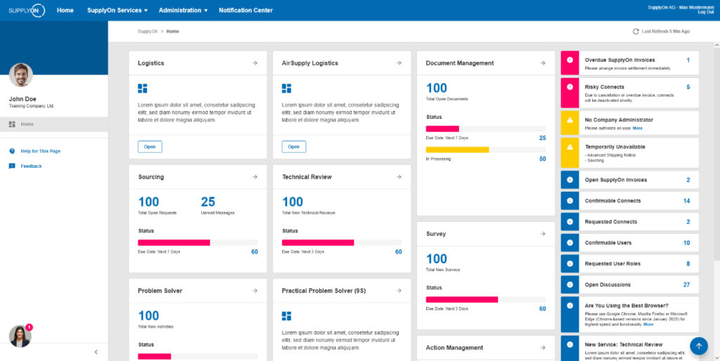 Dashboard: new starting page