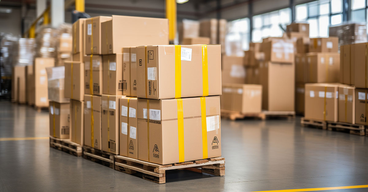 [warehouse with numerous different parcels] Managing outbound transports has its own unique challenges. But despite the difficulties, outbound shipments can be managed efficiently and automatically.