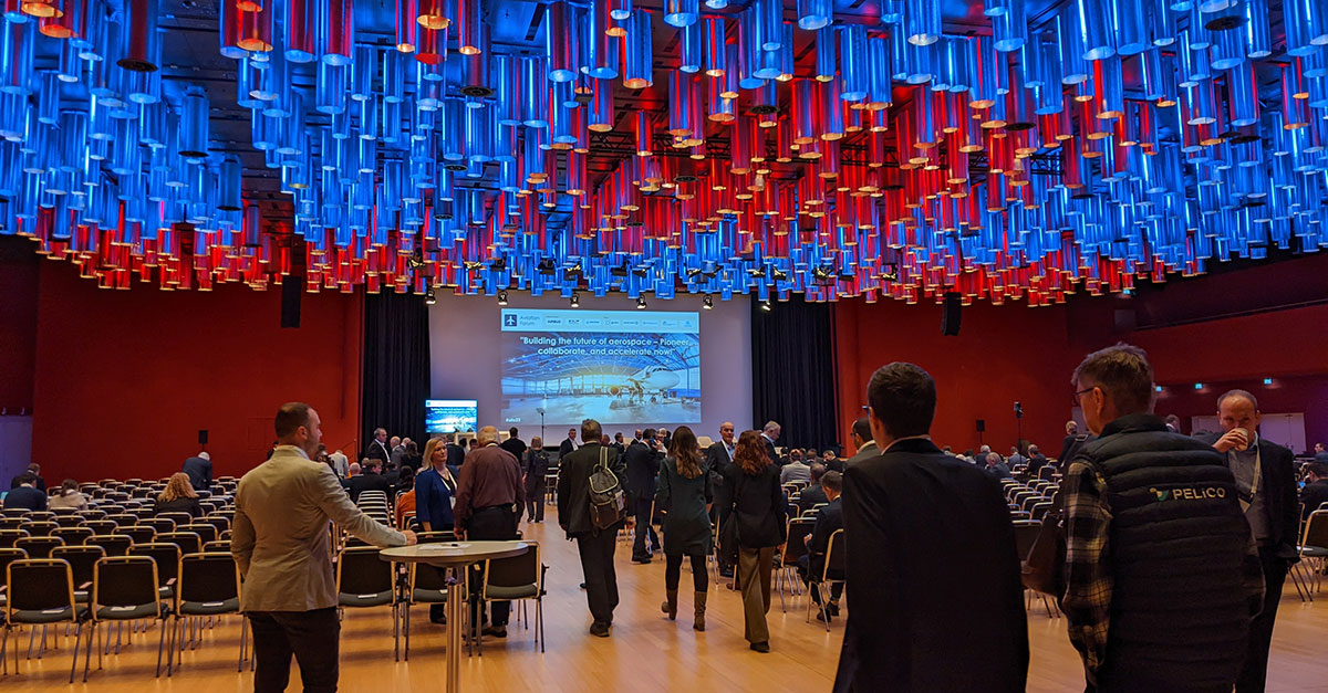 [conference hall] The stage was set for Aviation Forum 2023, where key industry themes of ramp-up, sustainability, collaboration, digital transformation, and transparency took center stage.