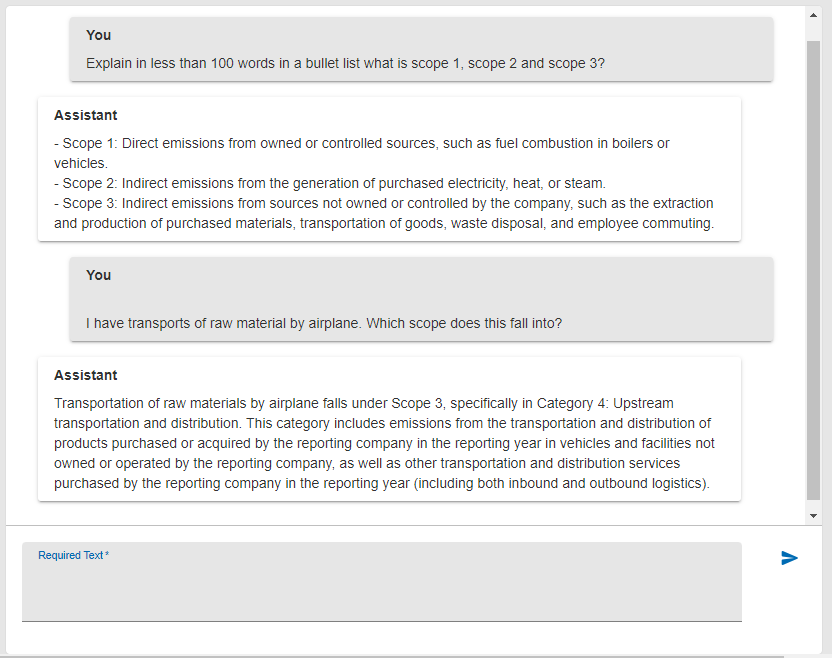 Conversation with the CCF chatbot