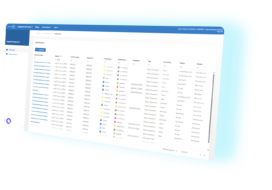 Screenshot of a software dashboard displaying a table with various columns for supplier management, including supplier names, status, IDs, regions, and categories.