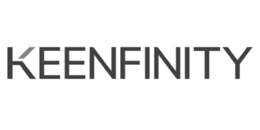 The word KEENFINITY is written in bold, uppercase black letters on a white background, with a stylised K featuring a diagonal line.