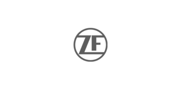Black and white ZF logo, featuring the letters ZF inside a circle on a plain white background.