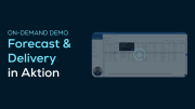 Screenshot of a SupplyOn on-demand demo titled Forecast & Delivery in Action, displaying a play button over a software dashboard interface.