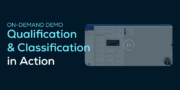 Screenshot of a demo video titled Qualification & Classification in Action with a blurred software interface and a play button.